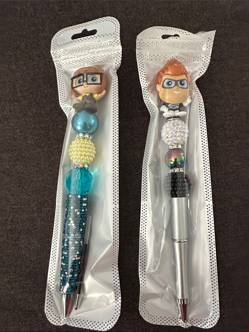 Kids Disney Novelty Character Bead Pen - Blue and Silver (Set of 2)